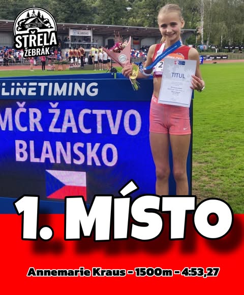 Úspěšné Mistrovství ČR žactva v Blansku: Atleti Střely Žebrák vybojovali dvě medaile